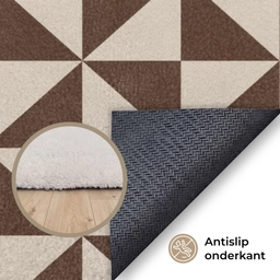 Patroon - Bruin - Vlakken - Driehoek Vloerkleed Rechthoek klein -uniquesellingpoint_antislip_NL_DE