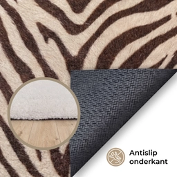 Zebra - Strepen - Bruin Vloerkleed Rechthoek klein -uniquesellingpoint_antislip_NL