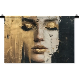 Abstract - Goud - Gezicht - Lippen Wandkleed katoen klein -zz3d