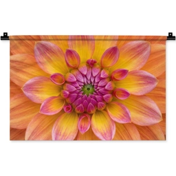 Dahlia - Bloem - Oranje Wandkleed katoen klein -zz3d