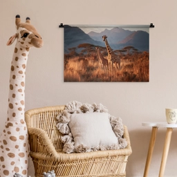 Giraffen - Hoog gras - Acaciabomen Wandkleed katoen klein -wsfeer5_kind