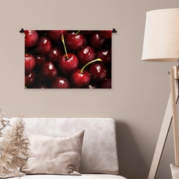 Rood - Fruit - Kersen Wandkleed katoen klein -sfeer4