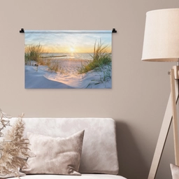 Strand - Zon - Duin - Gras - Zand - Horizon Wandkleed katoen klein -sfeer4