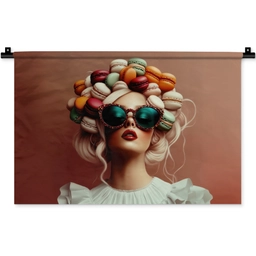 Vrouw - Macarons - Bril Wandkleed katoen klein -zz3d