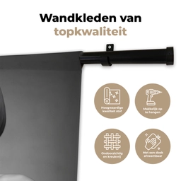 Vrouw - Zwart Wit - Ketting - Zonnebril Wandkleed katoen klein -sfeer2