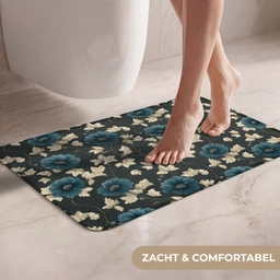 Botanisch - Bloemen - Blauw WCmat klein 1009 -USP_ZachtNL