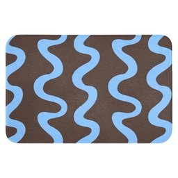 Kronkelende lijnen - Blauw - Bruin - Minimalistisch WCmat klein 1009 -3d