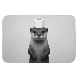 Otter - WC rol - Zwart - Wit WCmat klein -3d