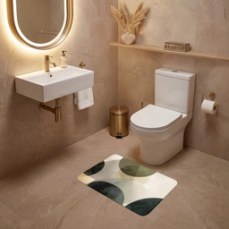 Vlakken - Abstract - Beige - Cirkels WCmat klein -sfeer3