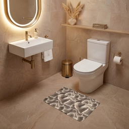 Waaiervorm - Beige - Vezel textuur WCmat klein 1009 -sfeer3