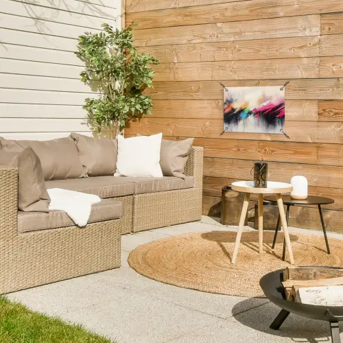 Dynamisch - Abstract - Kleurrijk - Zwart tuinposter los doek klein -sfeer4