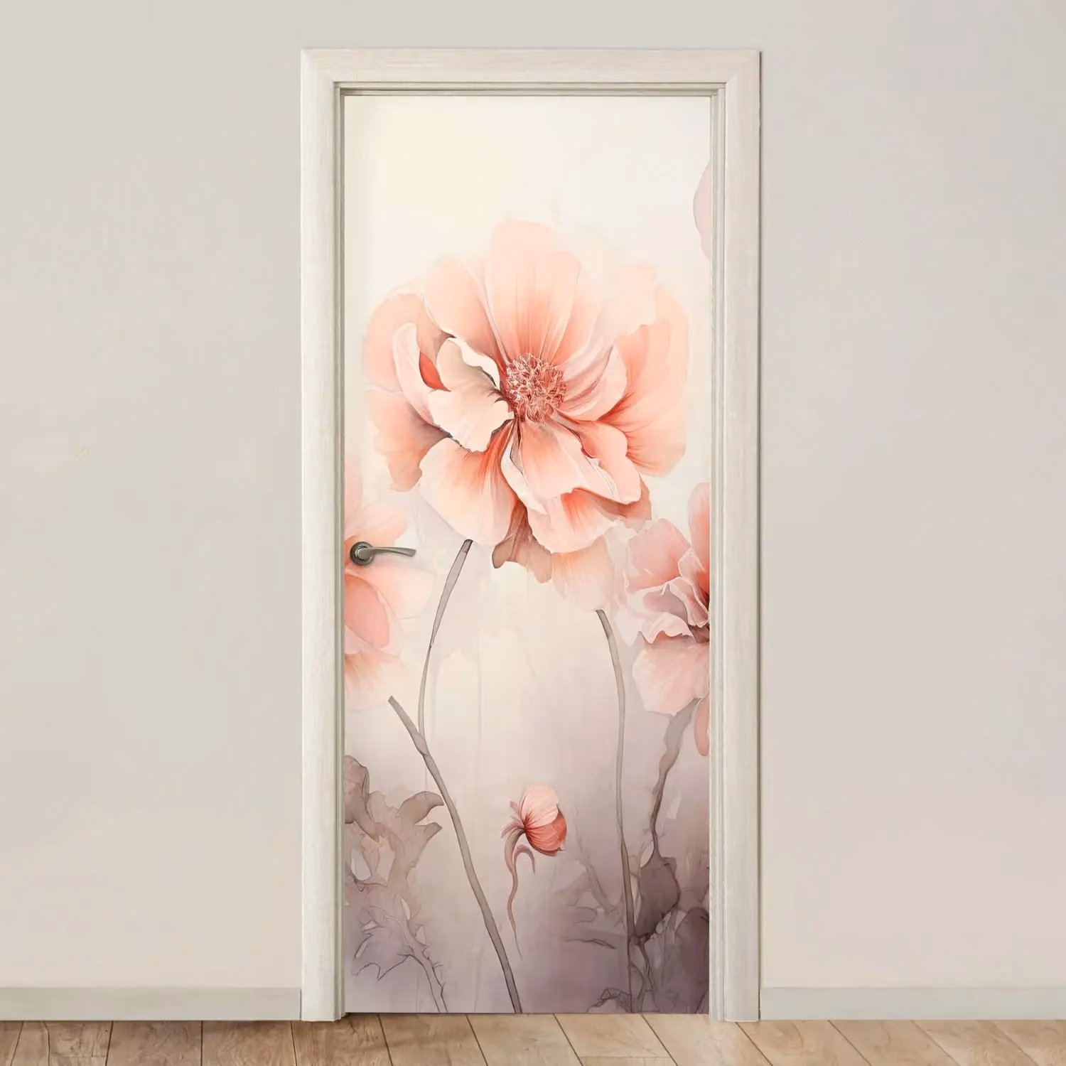 Deursticker - Bloemen - Roze - Kunst - Abstract - Aquarel