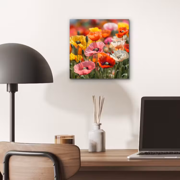 Aluminium schilderij - Bloemenveld - Klaprozen - Kleurrijk — 6