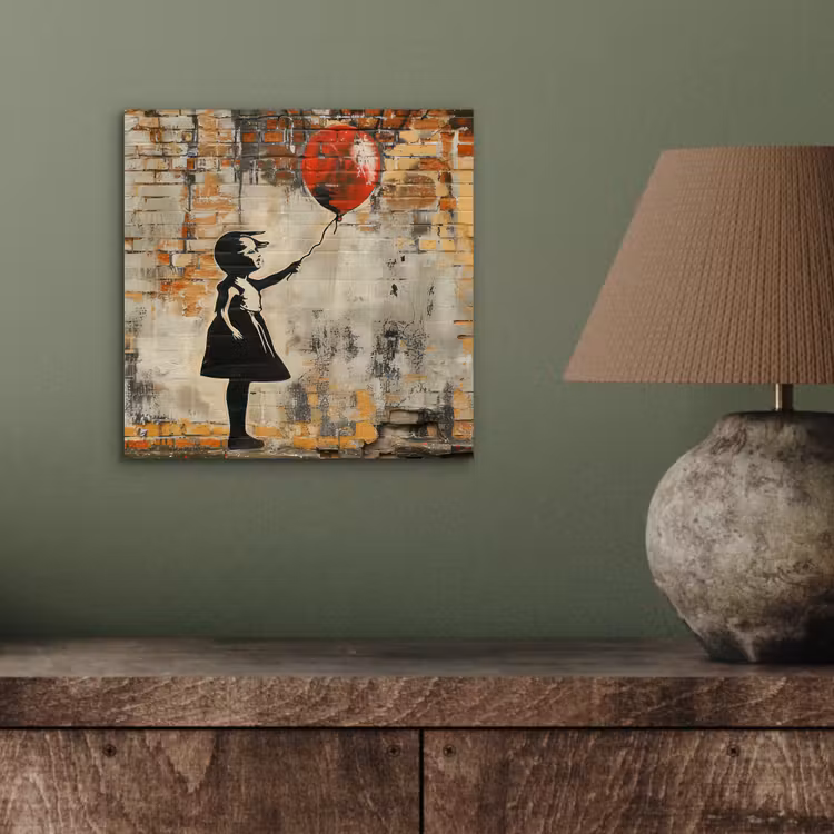 Aluminium schilderij - Graffiti - Banksy - Meisje - Street art — 3