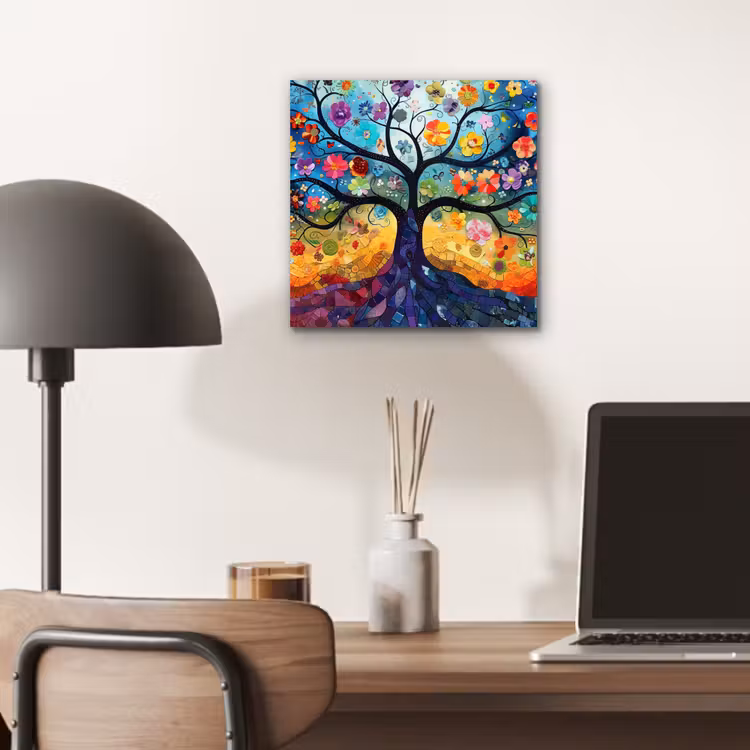 Aluminium schilderij - Kunst - Levensboom - Bloemen - Hippie — 6