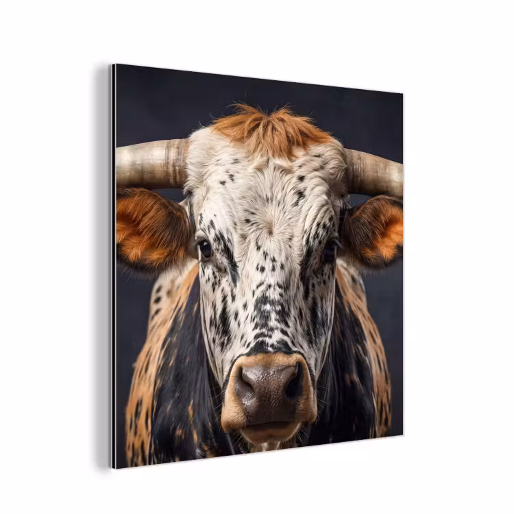 Aluminium schilderij - Stier - Kleurrijk - Hoorns — 1
