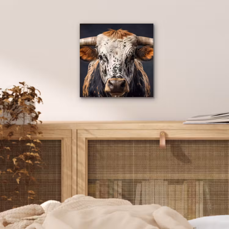 Aluminium schilderij - Stier - Kleurrijk - Hoorns — 4