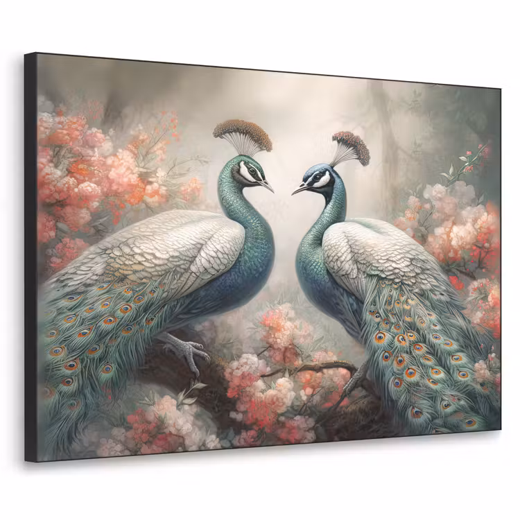 Art frame - Pauwen - Pauwenveren - Vogels - Bloemen - Natuur — 1