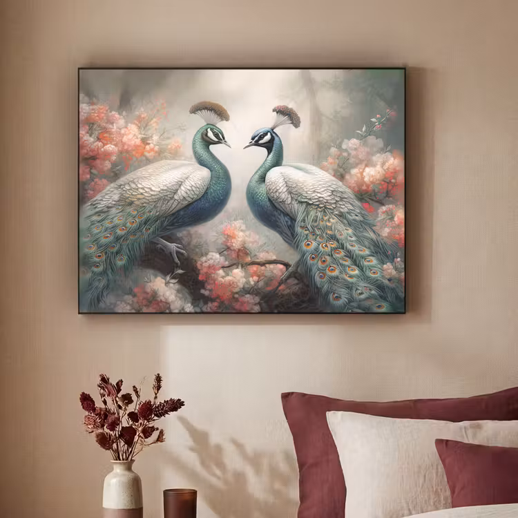 Art frame - Pauwen - Pauwenveren - Vogels - Bloemen - Natuur — 3