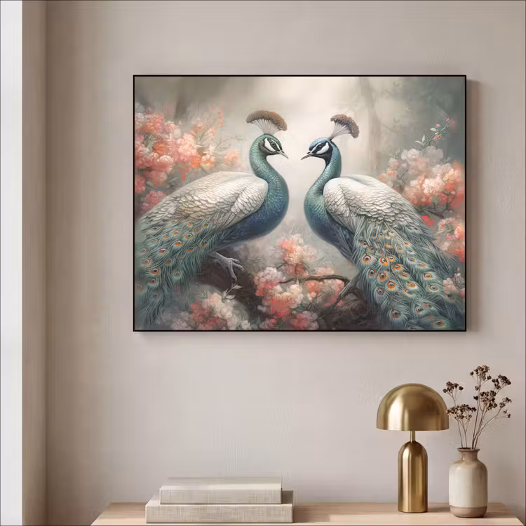 Art frame - Pauwen - Pauwenveren - Vogels - Bloemen - Natuur — 5