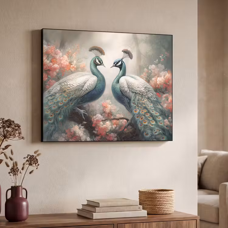Art frame - Pauwen - Pauwenveren - Vogels - Bloemen - Natuur — 7