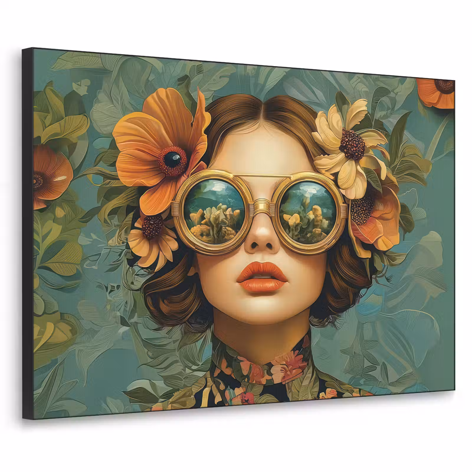 Art frame - Vrouw - Bloemen - Vlinders - Natuur - Vintage — 1