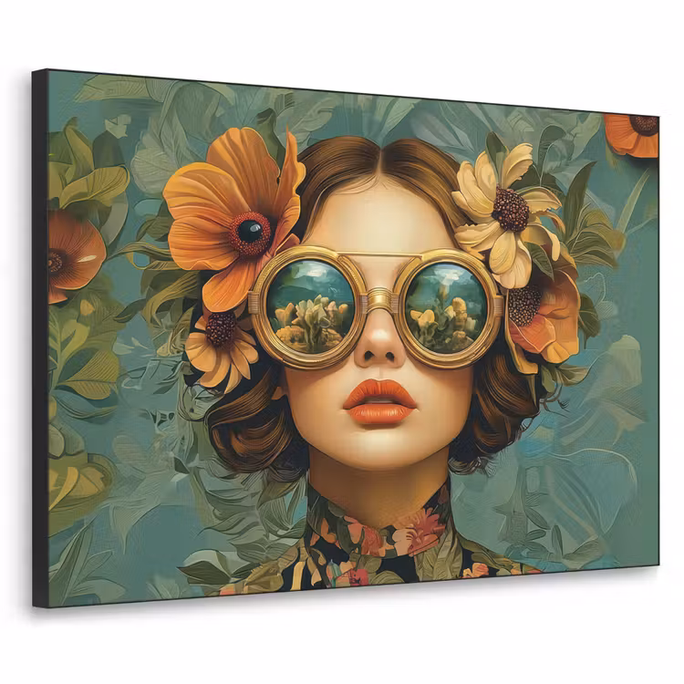 Art frame - Vrouw - Bloemen - Vlinders - Natuur - Vintage — 1
