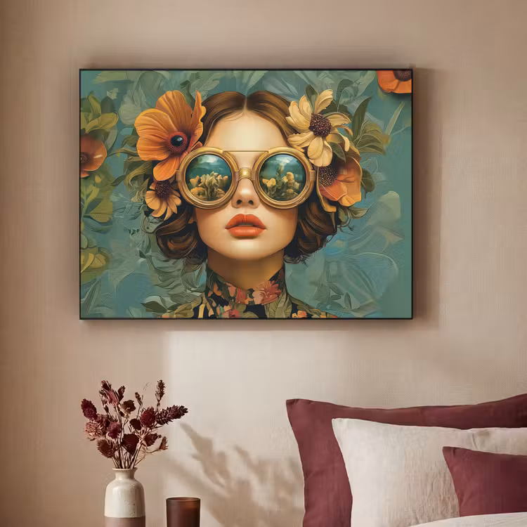 Art frame - Vrouw - Bloemen - Vlinders - Natuur - Vintage — 3