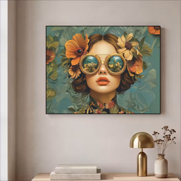 Art frame - Vrouw - Bloemen - Vlinders - Natuur - Vintage — 5