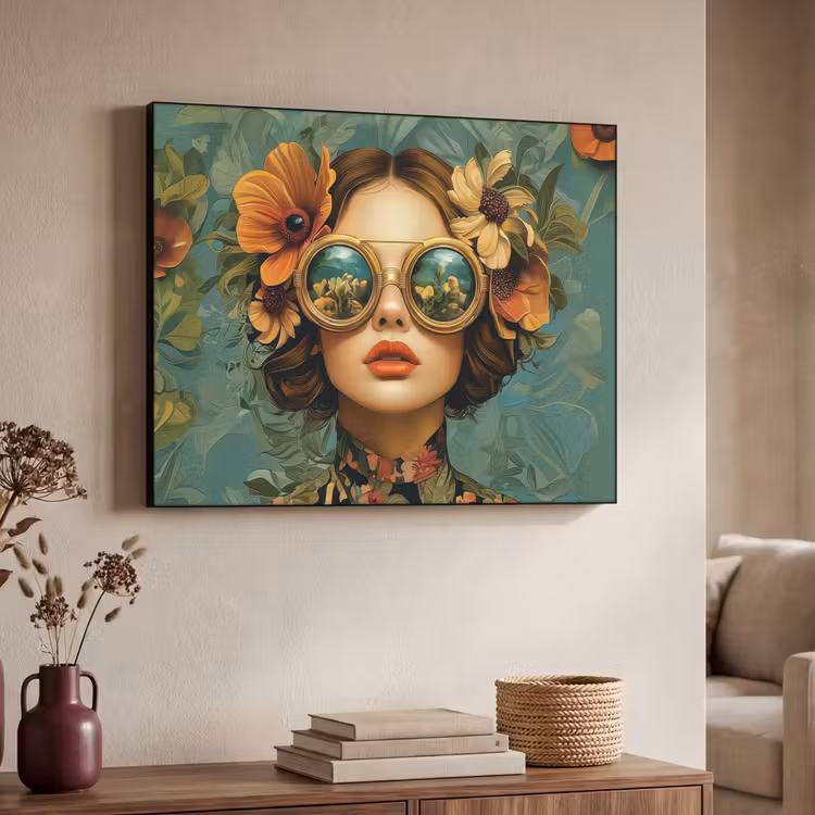 Art frame - Vrouw - Bloemen - Vlinders - Natuur - Vintage — 7