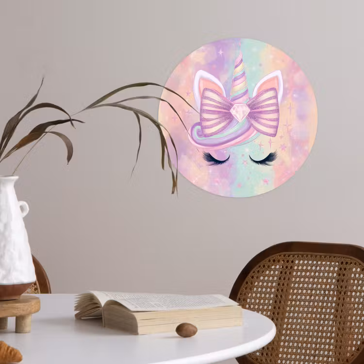 Behangcirkel - Eenhoorn - Glitters - Regenboog - Pastel — 4