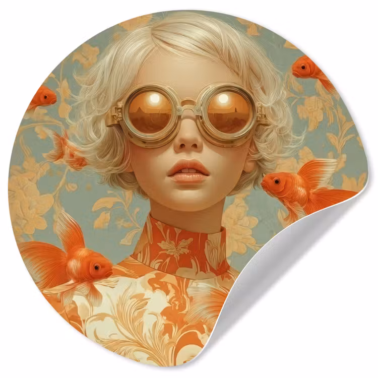 Behangcirkel - Goudvissen - Oranje - Vrouw - Blond — 1