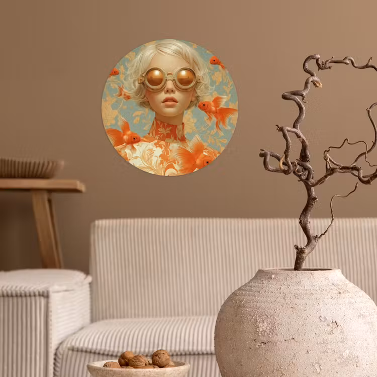 Behangcirkel - Goudvissen - Oranje - Vrouw - Blond — 2