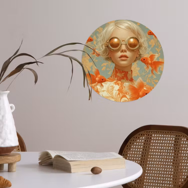 Behangcirkel - Goudvissen - Oranje - Vrouw - Blond — 4