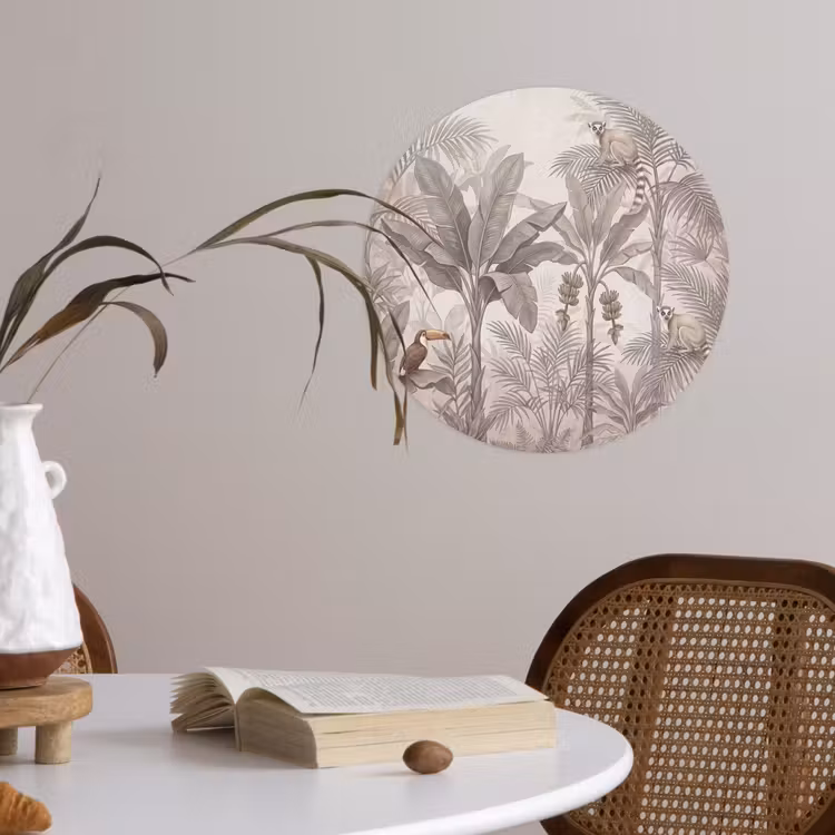 Behangcirkel - Natuur - Jungle - Ringstaartmaki - Bruin — 4
