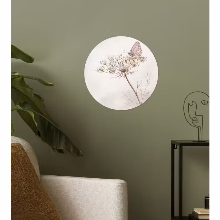 Behangcirkel - Vlinder - Bloem -Natuur - Beige — 3