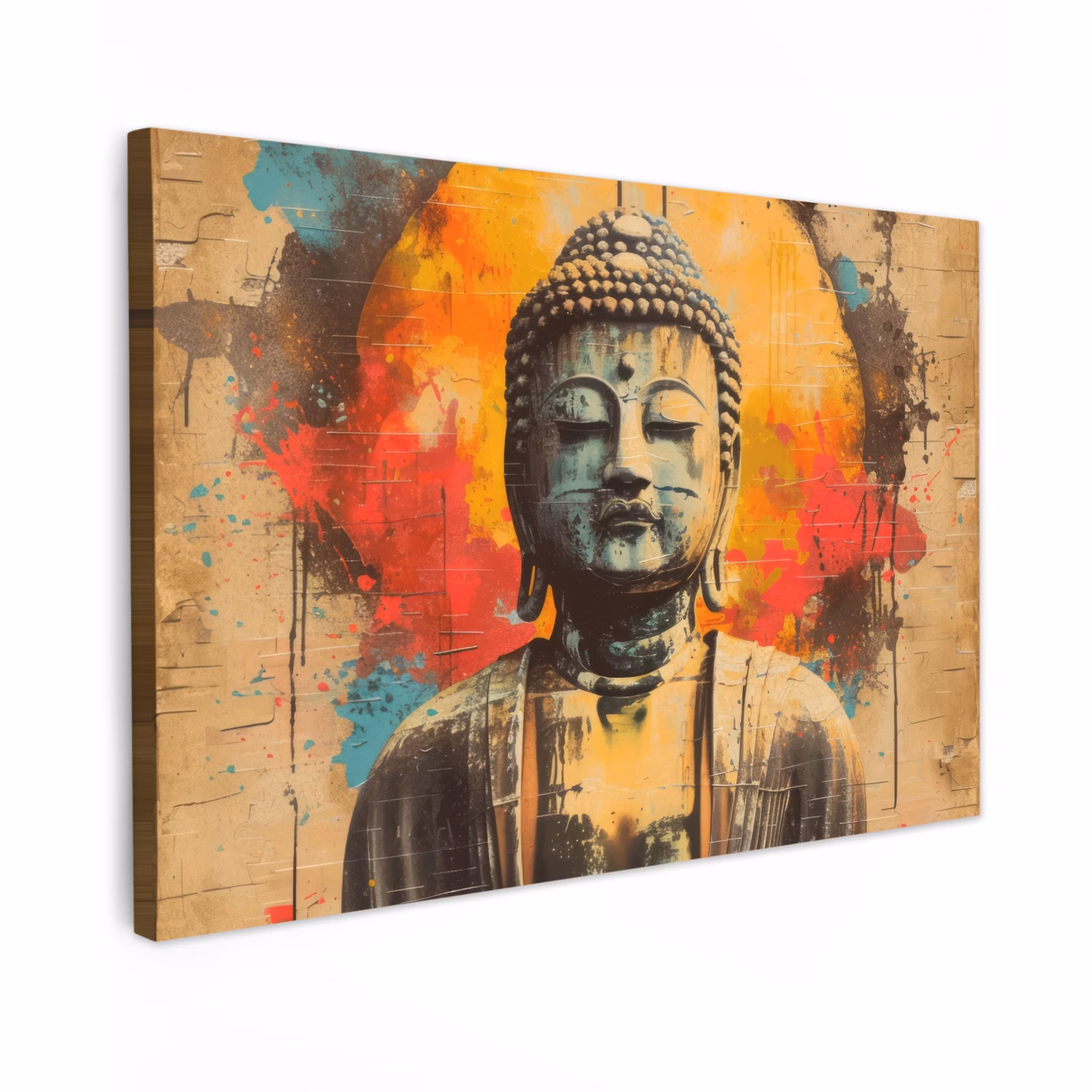 Buiten canvas - Boeddha Beeld in Vurige Kleuren — 1