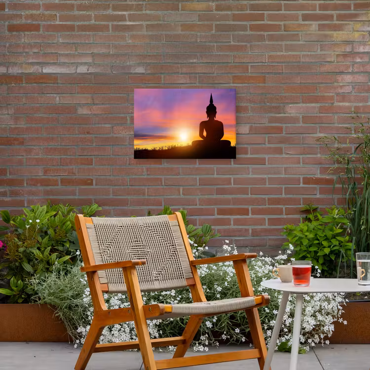 Buiten canvas - Boeddha silhouet bij zonsopgang — 2