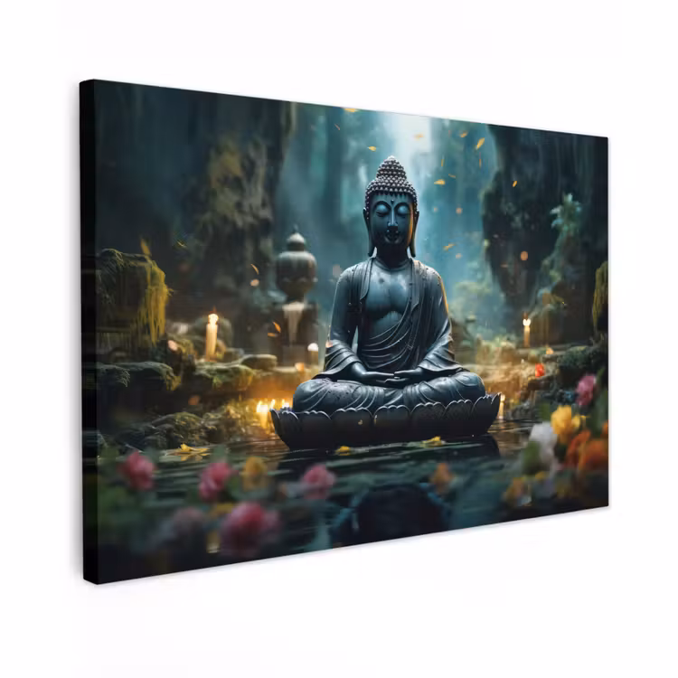 Buiten canvas - Boeddha in een mystieke tuin — 1