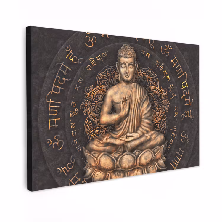 Buiten canvas - Boeddha - Mantra - Meditatie - Spiritueel - Koper — 1