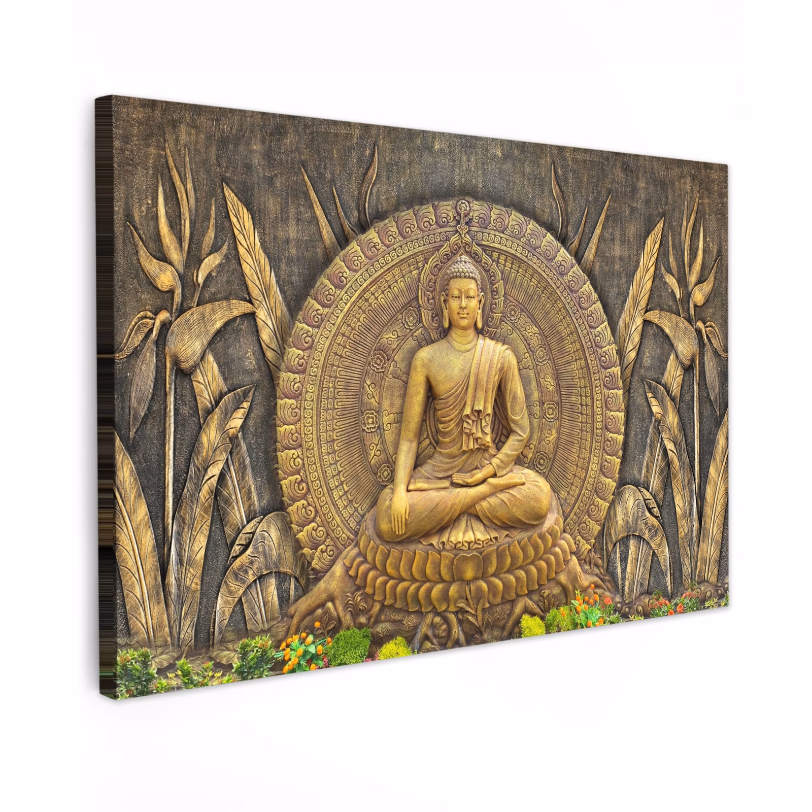 Buiten canvas - Goud - Boeddha beeld - Spiritueel - Meditatie — 1