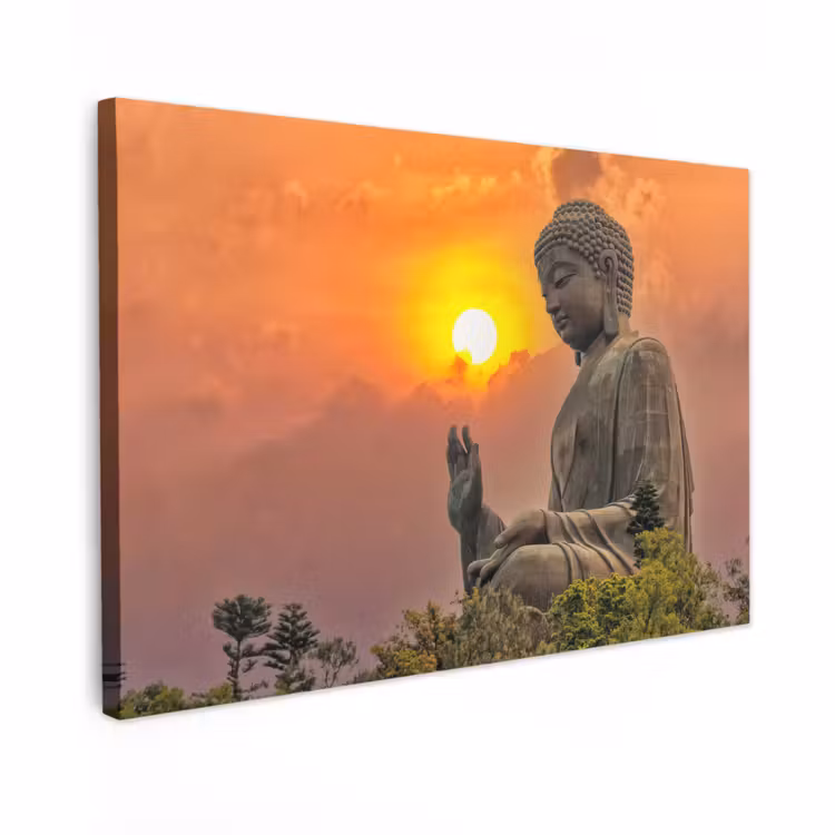 Buiten canvas - Grote Boeddha bij zonsondergang — 1