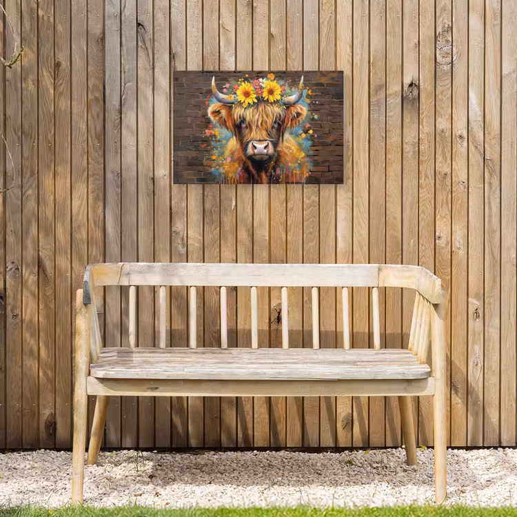 Buiten canvas - Hooglander met Bloemenkroon — 3