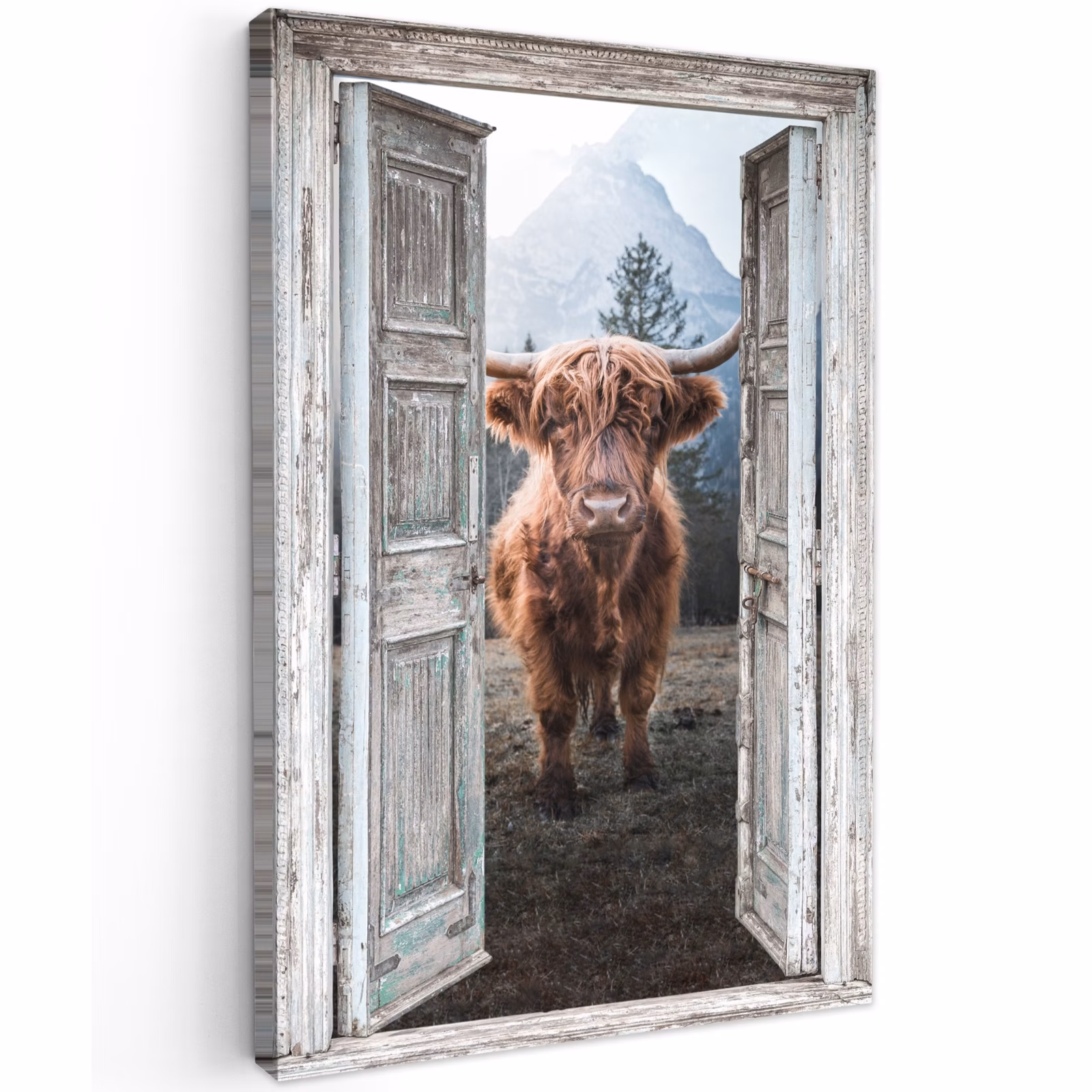 Buiten canvas - Oude deuren naar Schotse Hooglander — 1