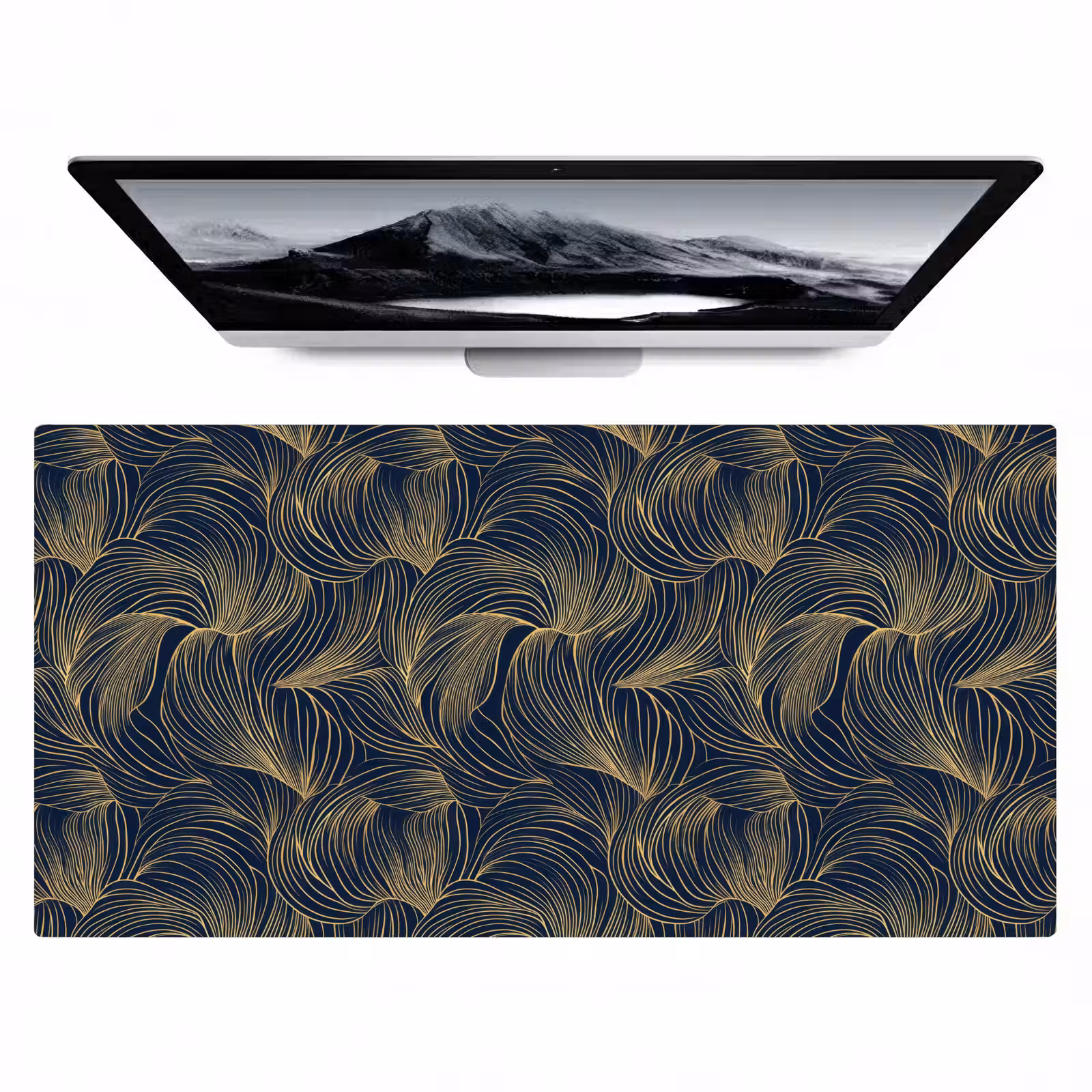 Bureau onderlegger - Abstract - Lijnen - Blauw - Goud — 1