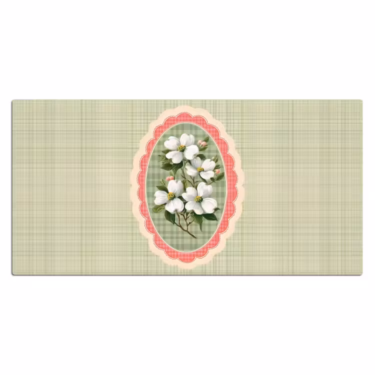 Bureau onderlegger - Bloemen - Illustratie - Geruit - Groen — 1