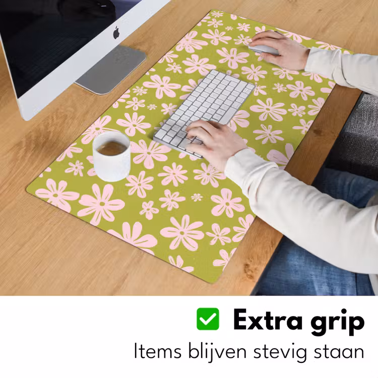 Bureau onderlegger - Bloemen - Roze - Getekend - Patroon — 5