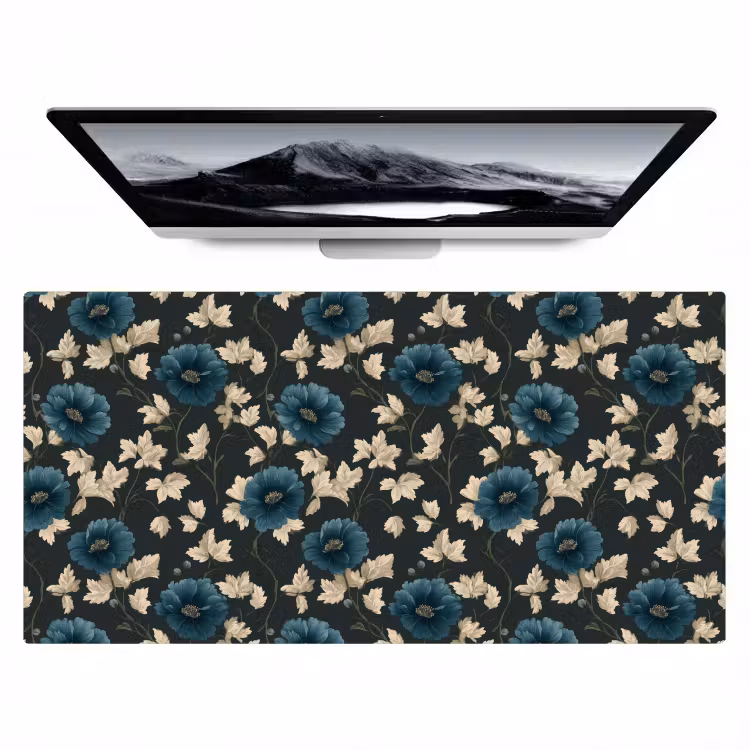 Bureau onderlegger - Botanisch - Bloemen - Blauw — 1