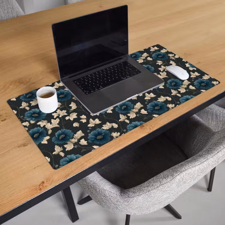 Bureau onderlegger - Botanisch - Bloemen - Blauw — 3