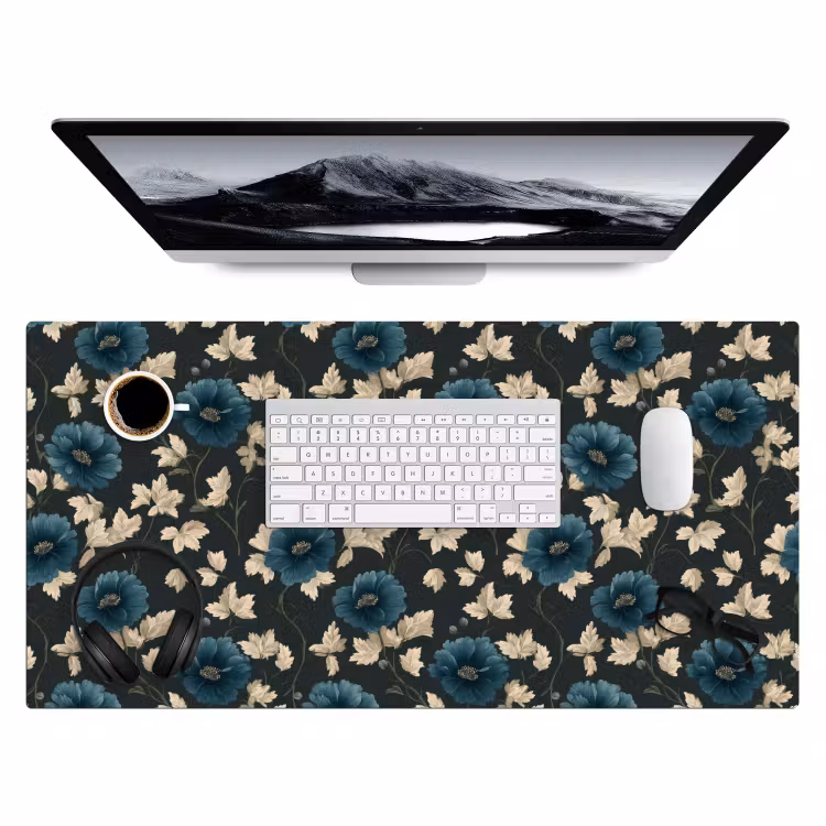Bureau onderlegger - Botanisch - Bloemen - Blauw — 4